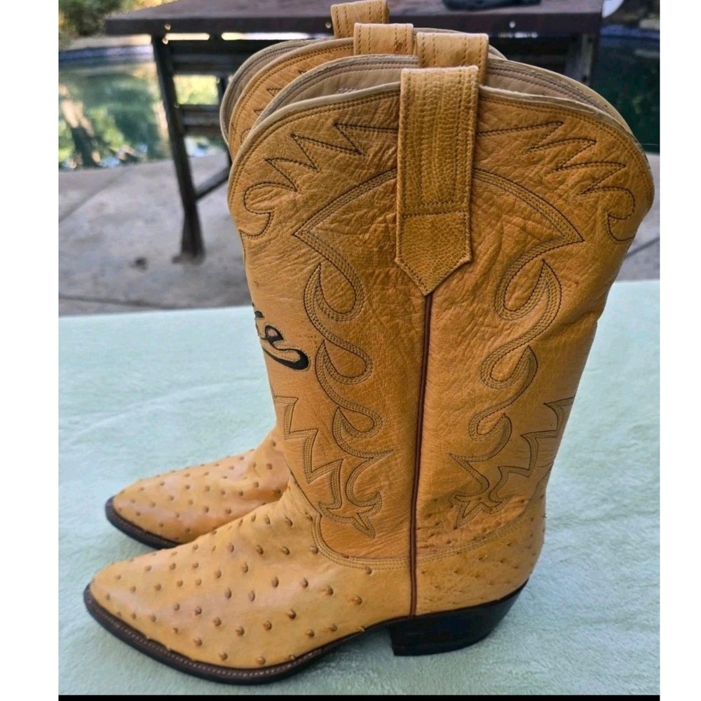 Luis Jovel Custom Ostrich Cowboy Boots 11 Yellow Mike Full Quill Leather Mike